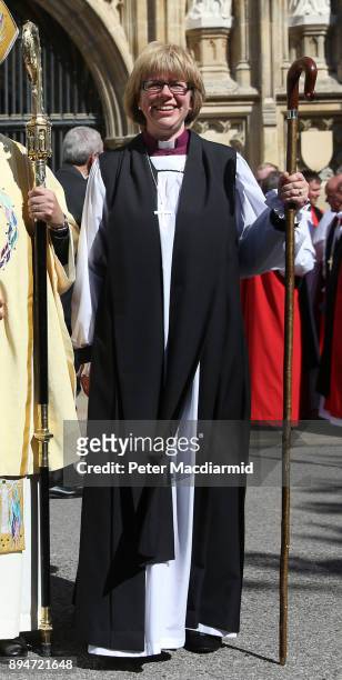 Sarah Mullally, Bishop of Crediton, at Canterbury Cathedral on July 22, 2015 in Canterbury, England. The consecration makes Rachel Treweek the most...