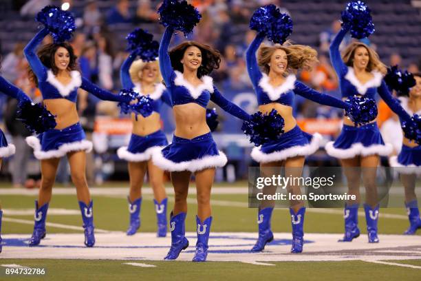 December 14: Indianapolis Colts Cheerleaders perform during an NFL football game between the Denver Broncos and the Indianapolis Colts on December 14...