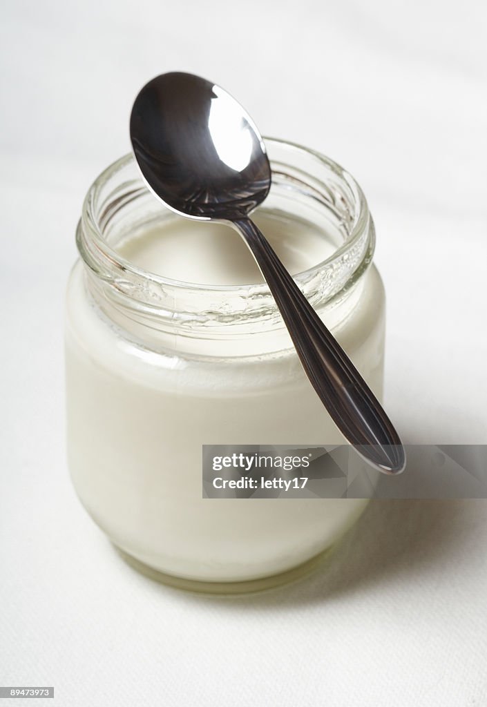 Yogurt in glass jar