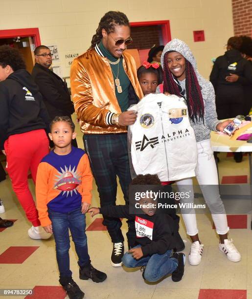 Rapper Future attends the 5th annual FreeWishes Foundation Winter Wishland at Bessie Branham Park on December 17, 2017 in Atlanta, Georgia.