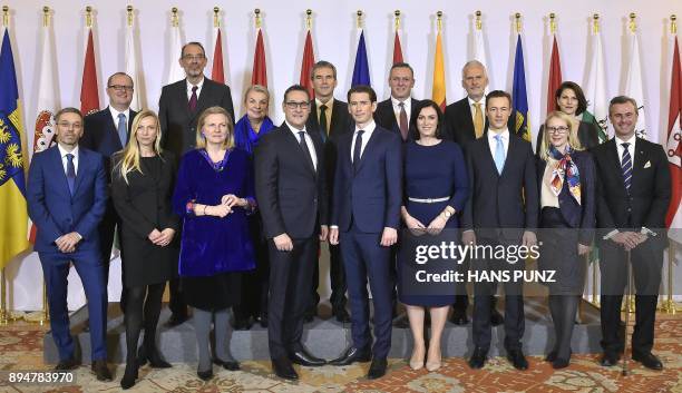 Austrian Interior Minister Herbert Kickl, Austrian family minister Juliane Bogner-Strauß, Austrian Foreign minister Karin Kneissl, vice-chancellor of...