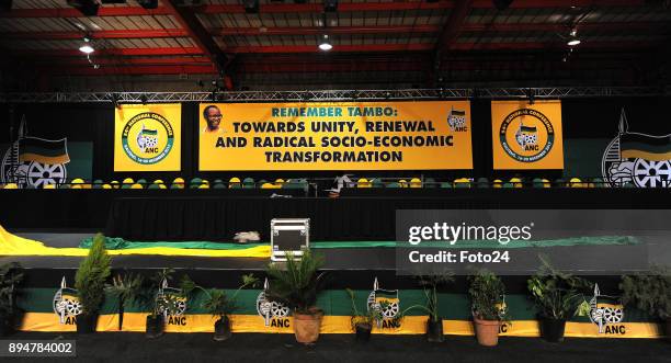 The plenary hall at the Nasrec Expo Centre on December 14, 2017 in Johannesburg, South Africa. The African National Alliance elective conference will...