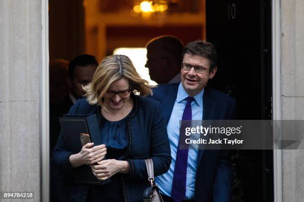 Home Secretary Amber Rudd and Business, Energy and Industrial Strategy Secretary Greg Clark leave Number 10 Downing Street following a cabinet...