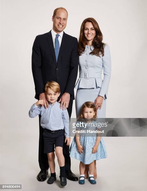 In this handout image provided by Kensington Palace on December 18th, Image shows picture used for the Duke and Duchess of Cambridge's 2017 Christmas...