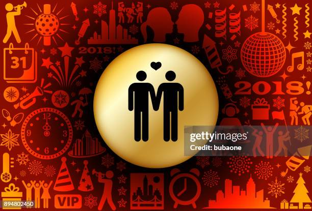homosexual couple new year holiday background pattern - couple of the year award stock illustrations