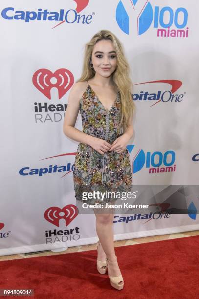 Sabrina Carpenter arrives at the IHeartRadio Jingle Ball 2017 at BB&T Center on December 17, 2017 in Sunrise, Florida.