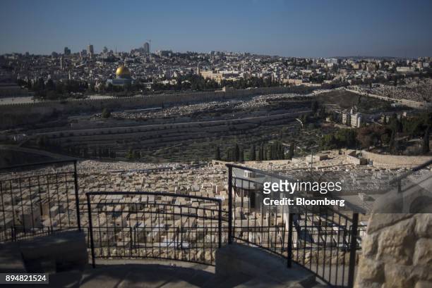 The Dome of The Rock sits on Temple Mount in the Old City seen from the Mount of Olives cemetery in East Jerusalem, Israel, on Saturday, Dec. 16,...