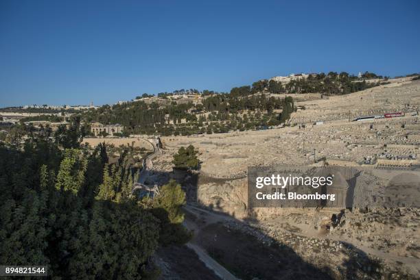 The Mount of Olives cemetery stands in East Jerusalem, Israel, on Saturday, Dec. 16, 2017. The United Nations Security Council is expected to vote on...