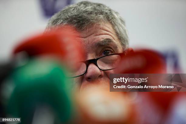 Former President of the Spanish Football Federation, Angel Maria Villar attends a press conference on December 18, 2017 in Madrid, Spain. Angel Maria...