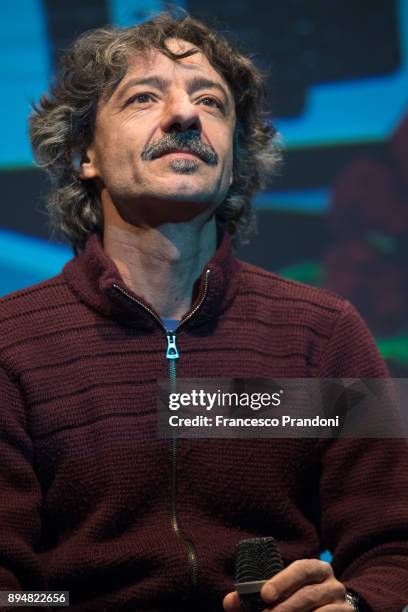 Nicola Fasani AKA Faso of Elio E Le Storie Tese Farewell Tour Press Conference on December 18, 2017 in Milan, Italy.