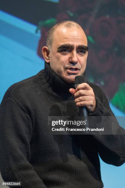 Stefano Bellisari AKA Elio of Elio E Le Storie Tese Farewell Tour Press Conference on December 18, 2017 in Milan, Italy.