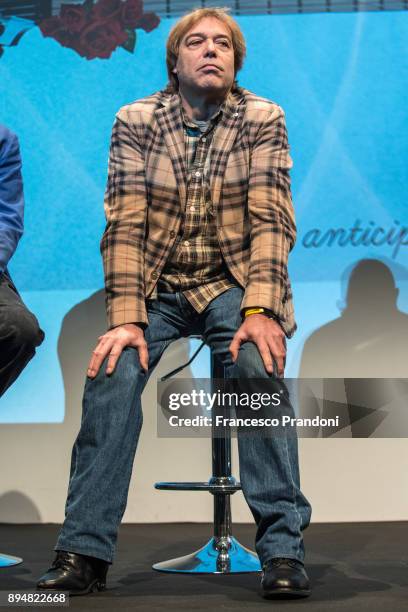 Davide Civaschi AKA Cesareo of Elio E Le Storie Tese Farewell Tour Press Conference on December 18, 2017 in Milan, Italy.