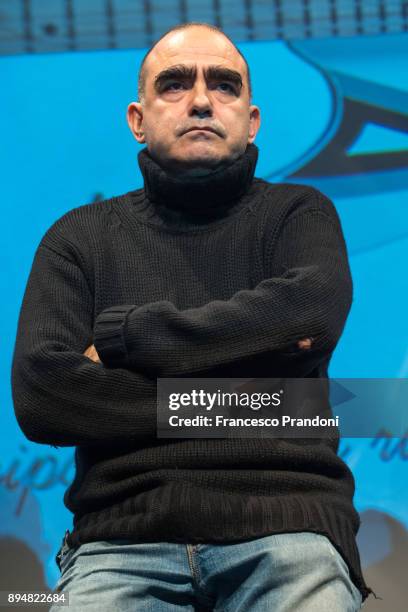 Stefano Bellisari AKA Elio of Elio E Le Storie Tese Farewell Tour Press Conference on December 18, 2017 in Milan, Italy.