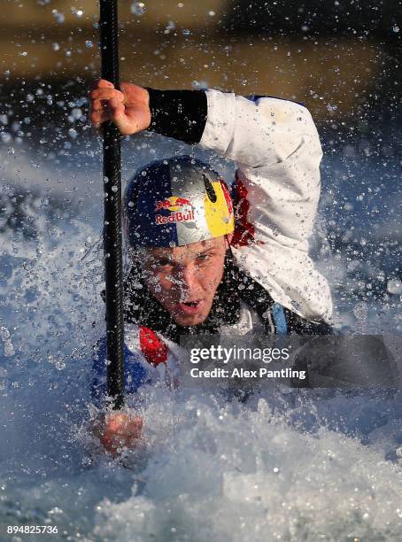 Joseph Clarke of Great Britain trains at Lee Valley White Water Centre on December 14, 2017 in London, England.