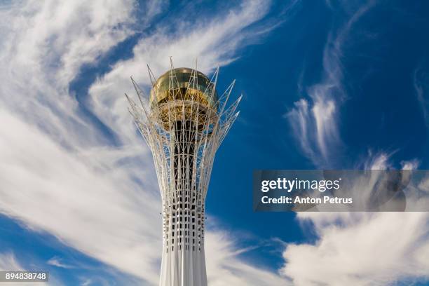 bayterek tower, nurzhol bulvar, astana - astana stock pictures, royalty-free photos & images