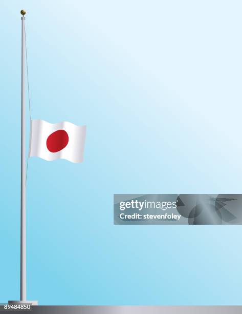 flag of japan at half-staff - half mast 幅插畫檔、美工圖案、卡通及圖標