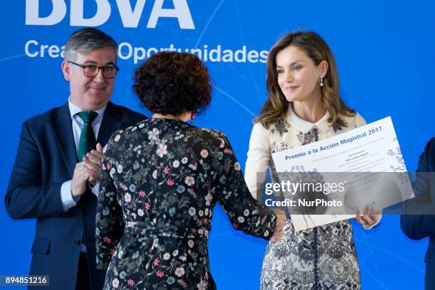 Queen Letizia of Spain attends Accion Magistral 2017 awards on December 18, 2017 in Madrid, Spain
