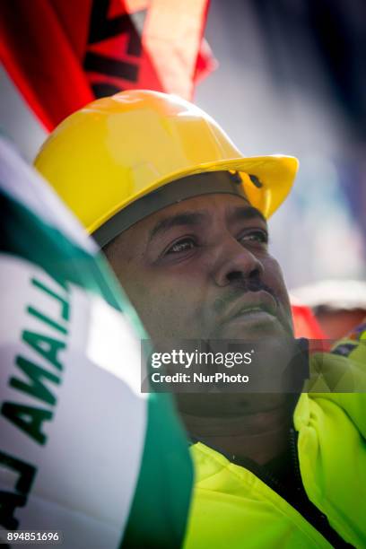 The demonstration of construction workers in Piazza Santi Apostoli in Rome for the renewal of the national contract proclaimed by Fillea Cgil, Filca...