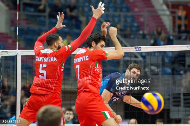 Osmany Juantorena , Dragan Stankovic , Maxim Mikhaylov , during FIVB Volleyball Men's Club World Championship, 1st place match, between italian Lube...