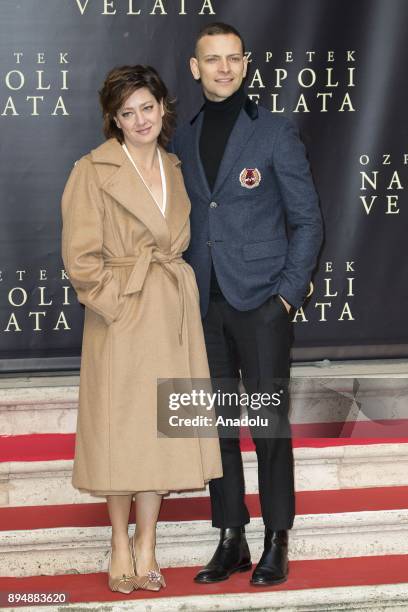 Actor Alessandro Borghi and actress Giovanna Mezzogiorno attend the photocall of the movie 'Napoli Velata' at Palazzo Massimo alle Terme in Rome,...