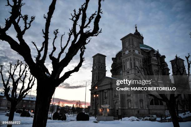 Picture shows the Regina Montis Regalis Sanctuary in Vicoforte, northern Italy, on December 18, 2017 after a private ceremony to pay respect to king...