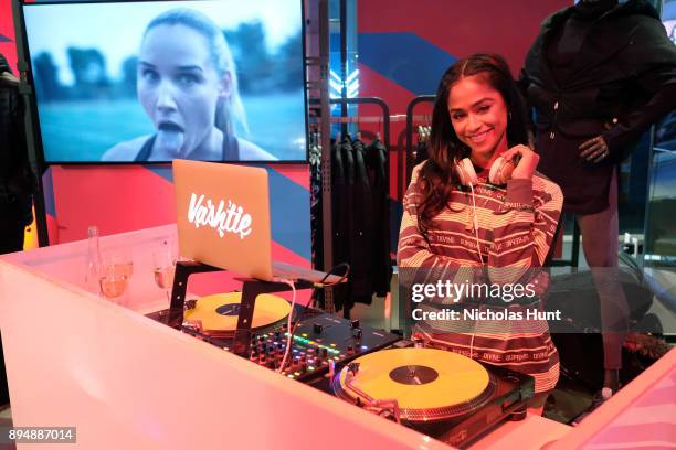 Vashtie spins at the Opening Cocktail Event for ASICS Flagship Store on December 13, 2017 in New York City.