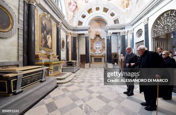 Vittorio Emanuele of Savoy takes part in a private ceremony to pay tribute to Victor Emmanuel III and his wife Queen Elena of Montenegro on December...