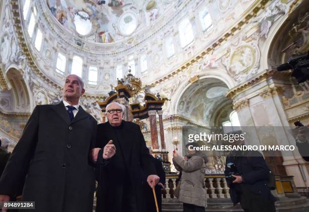Vittorio Emanuele of Savoy takes part in a private ceremony to pay tribute to Victor Emmanuel III and his wife Queen Elena of Montenegro on December...