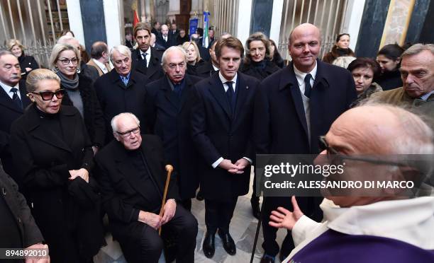 Vittorio Emanuele of Savoy , his son Emanuele Filiberto of Savoy , his wife Marina Doria and Prince Sergio Of Yugoslavia take part in a private...