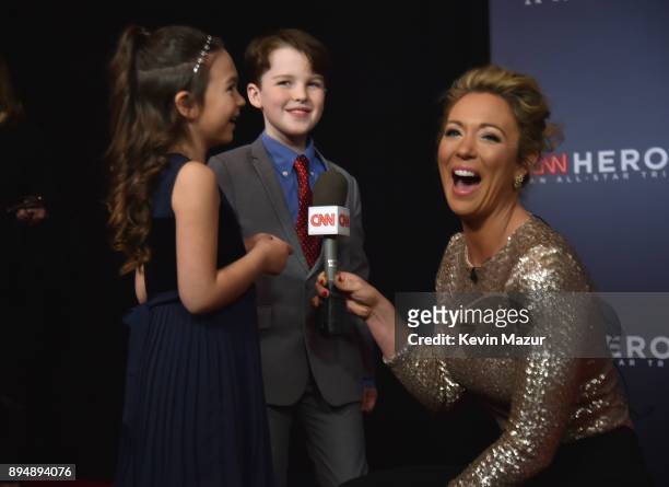 Brooklynn Prince and Ian Armitage speak with Brooke Baldwin at CNN Heroes 2017 at the American Museum of Natural History on December 17, 2017 in New...