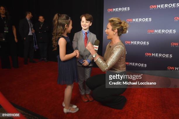 Brooklynn Prince and Ian Armitage speak with Brooke Baldwin at CNN Heroes 2017 at the American Museum of Natural History on December 17, 2017 in New...