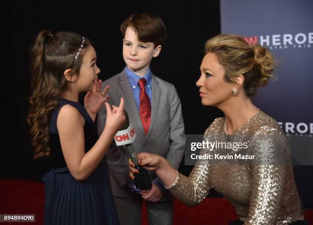 Brooklynn Prince and Ian Armitage speak with Brooke Baldwin at CNN Heroes 2017 at the American Museum of Natural History on December 17, 2017 in New...