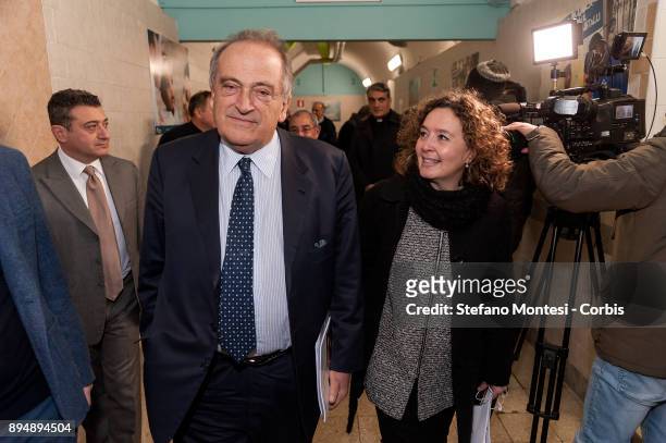 Luigi Abete, Chairman of Banca Nazionale Lavoro and Laura Baldassarre, councillor to the Person, School, and Community solidarity, during the...