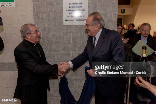 Angelo De Donatis, Pope's vicar for the Diocese of Rome, and Luigi Abete, Chairman of Banca Nazionale Lavoro during the inauguration of the new...