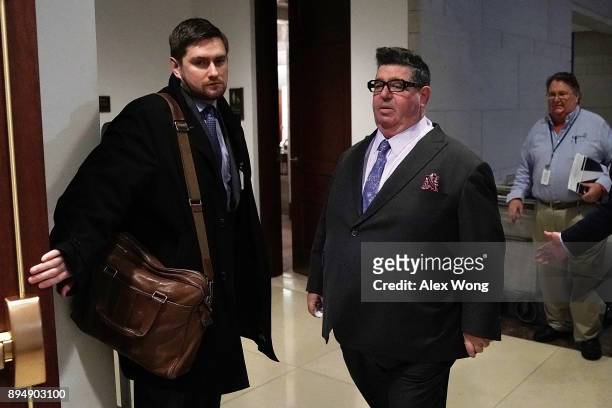 British publicist Rob Goldstone arrives at a closed door meeting with House Intelligence Committee December 18, 2017 on Capitol Hill in Washington,...