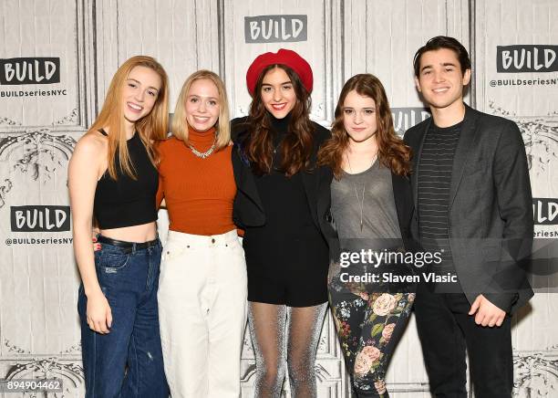 Sarah Mezzanotte, Tessa Albertson, Quinn Shephard, Nadia Alexander and Luke Slattery visit Build Series to discuss "Blame" at Build Studio on...