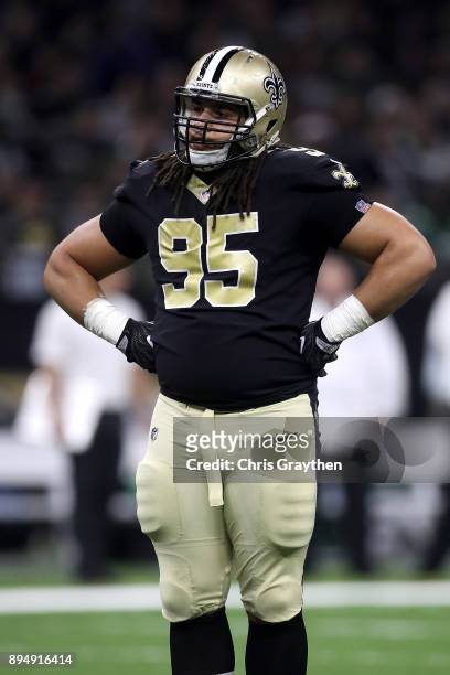 Tyeler Davison of the New Orleans Saints in action against the New York Jets at Mercedes-Benz Superdome on December 17, 2017 in New Orleans,...