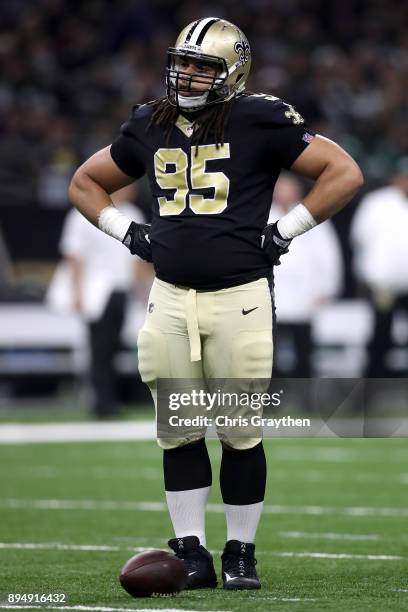 Tyeler Davison of the New Orleans Saints in action against the New York Jets at Mercedes-Benz Superdome on December 17, 2017 in New Orleans,...