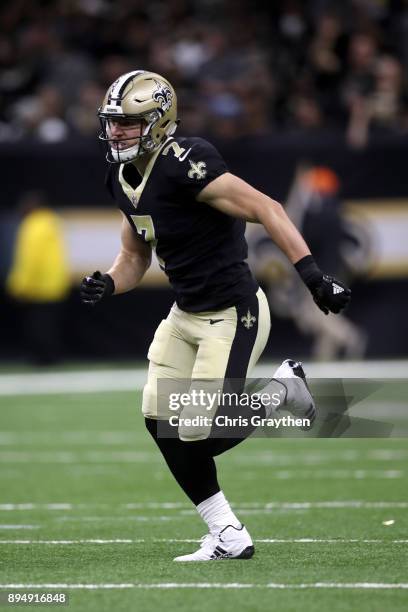 Taysom Hill of the New Orleans Saints in action against the New York Jets at Mercedes-Benz Superdome on December 17, 2017 in New Orleans, Louisiana.