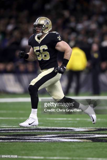 Michael Mauti of the New Orleans Saints in action against the New York Jets at Mercedes-Benz Superdome on December 17, 2017 in New Orleans, Louisiana.
