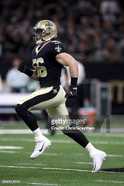 Michael Mauti of the New Orleans Saints in action against the New York Jets at Mercedes-Benz Superdome on December 17, 2017 in New Orleans, Louisiana.