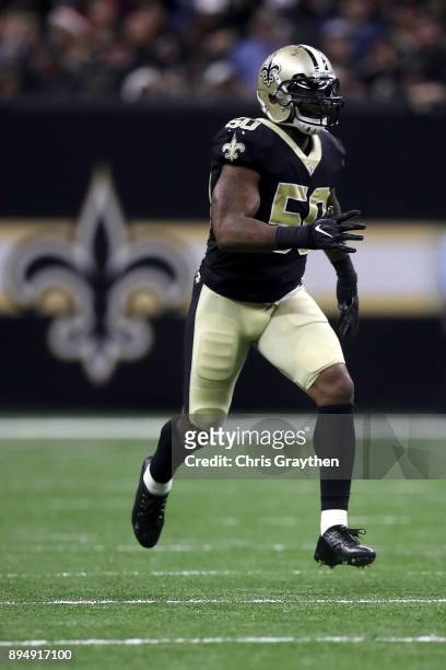 Gerald Hodges of the New Orleans Saints in action against the New York Jets at Mercedes-Benz Superdome on December 17, 2017 in New Orleans, Louisiana.