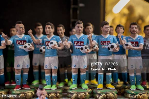 Napoli MAREK HAMSIK , DRIES MERTENS ,LORENZO INSIGNE are seen in 'Via San Gregorio Armeno' in Naples, Italy on December 18, 2017. Various sculptures...