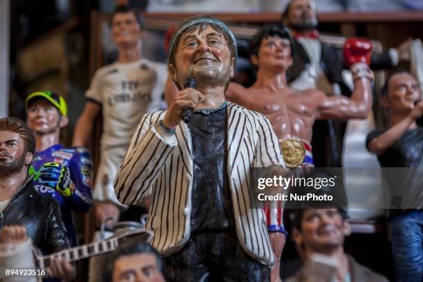 Singer Lucio Dalla is seen in 'Via San Gregorio Armeno' in Naples, Italy on December 18, 2017. Various sculptures being sold in Via San Gregorio...