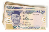 Nigerian currency 500 Naira notes