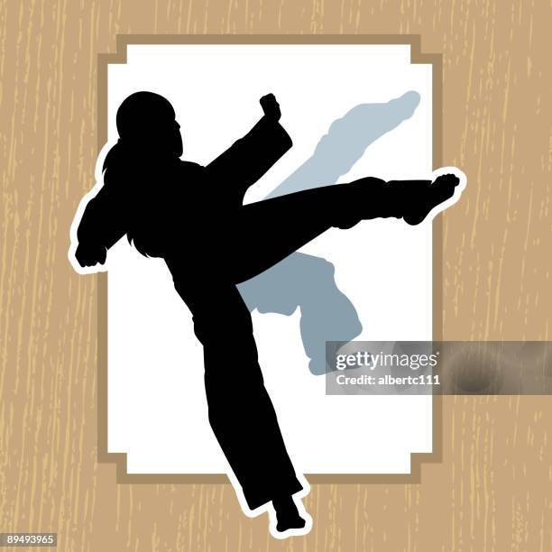 triple kong foo attack! - chinese martial arts stock illustrations