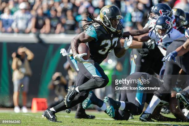 Jacksonville Jaguars running back Chris Ivory runs for a gain during the game between the Houston Texans and the Jacksonville Jaguars on December 17,...
