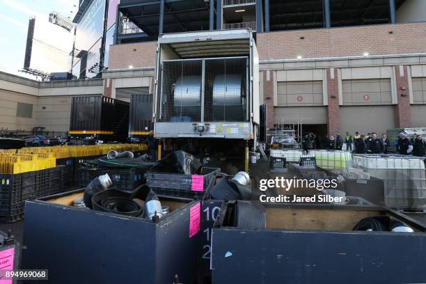 The Ice Plant Truck Arrives at Citi Field for the start of the rink build process ahead of the 2018 Bridgestone NHL Winter Classic between the...