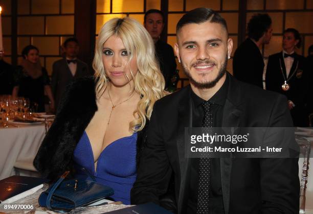 Mauro Emanuel Icardi of FC Internazionale and Wanda Nara attend FC Internazionale Christmas Party on December 18, 2017 in Milan, Italy.
