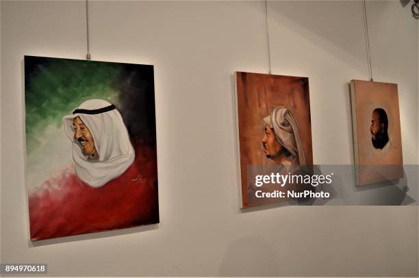 Paintings are seen during the opening of the 'Human Creation' Art Exhibition in Ankara, Turkey on December 18, 2017. The exhibition, which is held by...